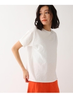 【洗える】ゼブラジャガードTシャツ/ホワイト(001)