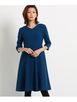 【洗える】マットダブルワンピース/ライトブルー(091)