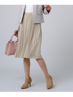 【洗える】ラフィネジョーゼットプリーツスカート/ライトベージュ(051)