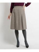 【洗える】千鳥タックスカート/ブラウン(242)