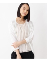 【大きいサイズあり・13号・15号】ピーコックレースブラウス×ボレロカーデSET/オフホワイト(003)