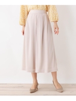 【大きいサイズあり・17号・19号】プリーツジョーゼットパンツ/ライトベージュ(051)