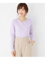 ＜WEB限定・LLサイズあり＞Vネックレースカットソー/ライトパープル(081)