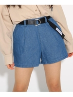 ★ニコラ掲載★ベルト付きコットンショートパンツ/ブルー(492)