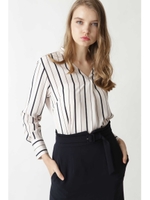 ◆ストライプスタンドカラーブラウス/ピンク1(091)