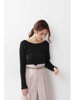 ◆バックシャンアイレットリブカットソー/ブラック(010)