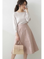 ◆フラワーエンブロイダリーフレアスカート/モカ1(051)