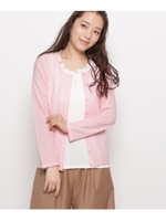 ◆梨地クルーネックカーディガン/ピンク(072)