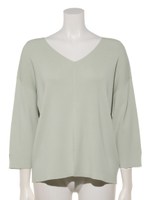 Ｖネック前スリットゆるニットプルオーバー/ミント