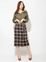 くるみ釦チェックタイトスカート/ネイビー