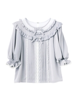 ふたごRibbonふわふわ袖ブラウス / mille fille closet/ブルー