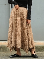 アシンメトリーフリンジニットスカート/ベージュ