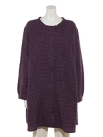 ウールチェックマオカラーチュニック/パープル系