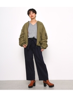 ウエスト リボン テーパード パンツ/NVY