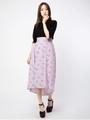 ウエストシャーリングフラワーロングスカート/ピンク