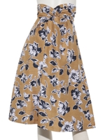 ウエストツイスト風フラワースカート/ベージュ