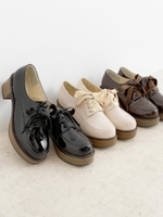 ウッドヒールレースアップシューズ/ブラック