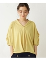 カットジョーゼット　ねじり袖ブラウス/レモンイエロー(031)