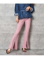 カットリブフロントスリットフレアパン/ピンク(008)