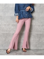 カットリブフロントスリットフレアパン/ピンク(008)
