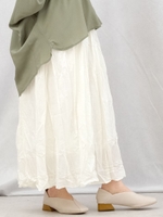 クリンクルプリーツロングスカート/ホワイト