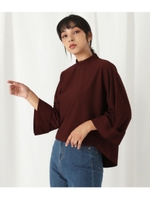 グログランポンチハイネックワイドスリーブトップス/ブラウン(015)