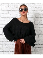 ケーブル編みローゲージボリュ/ブラック(027)