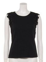 ケミカルレースノースリーブテレコカットソープルオーバー/ブラック