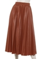 コーティングプリーツスカート/ブラウン