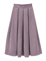 コーデュロイタックデザインフレアスカート/パープル