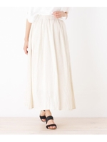 コットンワッシャーロングスカート/ライトベージュ(051)