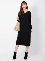 サイドプリーツカットワンピース/ブラック
