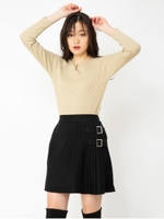 サイドプリーツミニスカート/ブラック