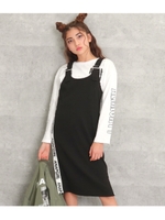 サイドロゴテープ付リブジャンパースカート/ブラック(027)