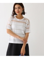 シアーボーダーニット/ホワイト(001)