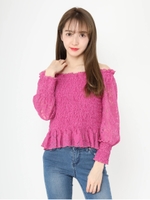 シャーリングレーストップス/ピンク