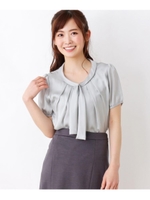 シルキー切替ボウタイシャツ/ライトグリーン(021)