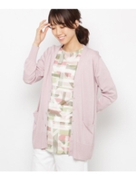 シルクコットン（綿）混Vネックカーディガン/ベビーピンク(071)