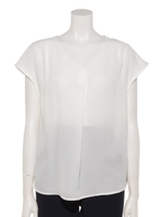 ジョーゼット＊天竺スキッパーブラウス/オフホワイト