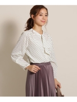 ジョーゼットドットシャツブラウス/オフホワイトドット(103)