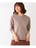 スーピマーリップル7分袖プルオーバー/ベージュ(052)