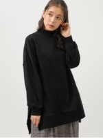 スウェットモックネックチュニック/ブラック