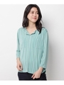 ストレッチダブルストライプブラウス/ライトグリーン(321)