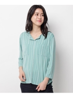 ストレッチダブルストライプブラウス/ライトグリーン(321)