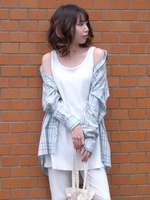 スリットワッフルタンクチュニック/ホワイト