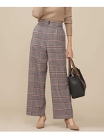 センタープレスチェックワイドパンツ/ベージュ(040)