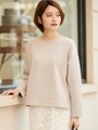 ソフトダンボールスリットボートネックプルオーバー/ベージュ