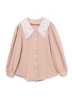 ダブルレースカラーブラウス/ベージュ