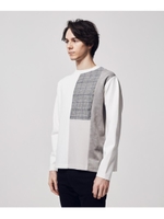 チェック×スエード パッチワークカットソー/ホワイト(501)