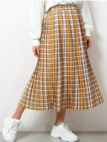 チェックプリーツＳＫ/イエロー